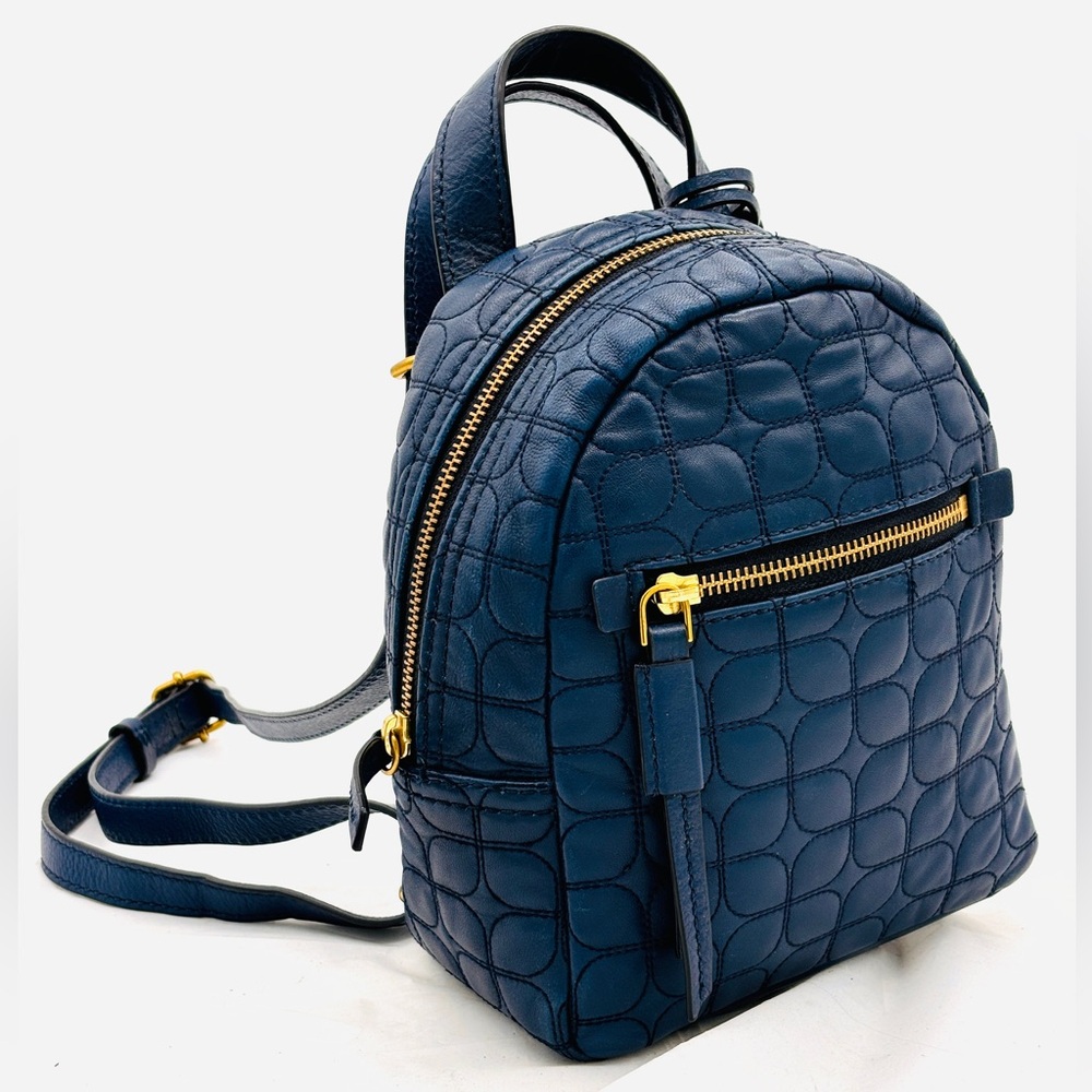 Fossil Megan Mini Quilted Blue Leather Backpack